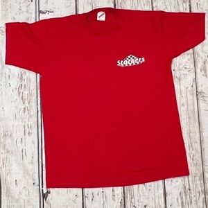 Vintage 80s Shockers Racing Stock Car Road Race 1980s Red Crewneck Tshirt